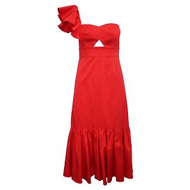 Rebecca Taylor Lebendige rote Farbe einärmliges Abendkleid Rot