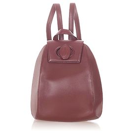 Mochila Cartier Red Must de Cartier de Couro Vermelho Bordeaux