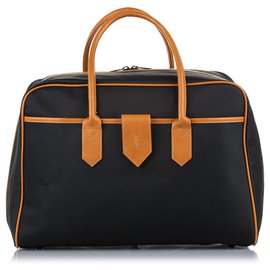 Yves Saint Laurent Sac de voyage YSL Black Weave Marron Noir