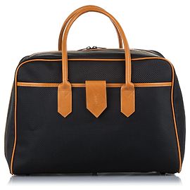 Yves Saint Laurent Bolsa de viagem YSL Black Weave Marrom Preto