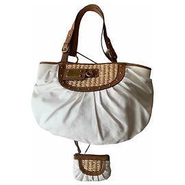 Borsa tote Nine West marrone e bianca in pelle e cotone Marrone Bianco