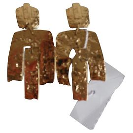 Pendientes MAX MARA de metal martillado. Dorado