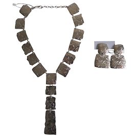 Conjunto de joyas MAX MARA en metal martillado Plata