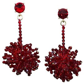 Oscar de la Renta Red Beaded Earrings Red