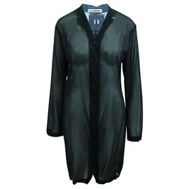 Jil Sander Schwarzes transparentes schieres Hemdkleid Schwarz