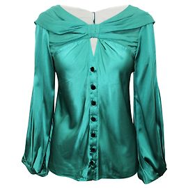 Zac Posen Blusa Elegante Verde Bottiglia Verde