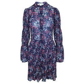 Michael Kors-Floral Pleats Dress-Blue,Navy blue