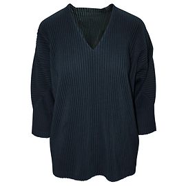 Issey Miyake Plissee mit V-Ausschnitt Schwarz