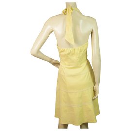 Bcbg Max Azria-BCBG Max Azria Yellow Halter Neckline Sleeveless Mini Length Dress size 0-Yellow