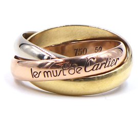 Cartier-Cartier 18K 750 Tamaño tricolor del anillo de la trinidad 50-Multicolor