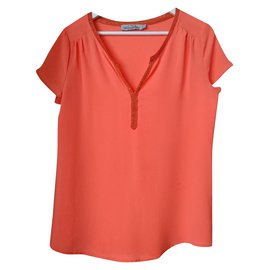 Autre Marque IT HIPPIE Orange Polyester Lurex Mesh Top S Orange