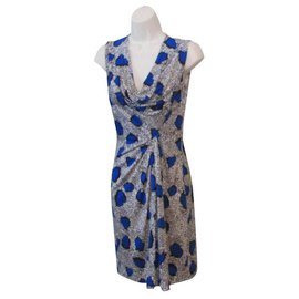 Diane Von Furstenberg-DvF Noe Cheeta Island Blue Diamond dress-Black,White,Blue
