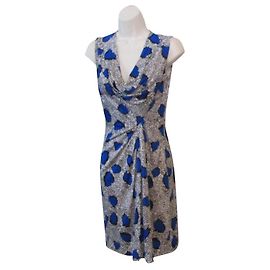 Diane Von Furstenberg Robe DvF Noe Cheeta Island Blue Diamond Noir Blanc Bleu