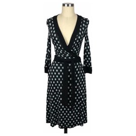 Diane Von Furstenberg-DvF Taurus Lucky Stars silk wrap dress-Black,Blue