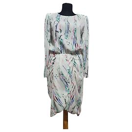 Vestido midi drapeado Isabel Marant de seda estampado abstracto Multicolor