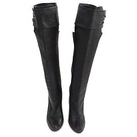 Nina Ricci Kniehohe Lederstiefel Schwarz