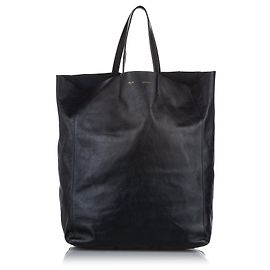 Céline Celine Black Small Vertical Cabas Leather Tote Bag Black