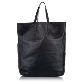 Céline-Celine Black Small Vertical Cabas Leather Tote Bag-Black