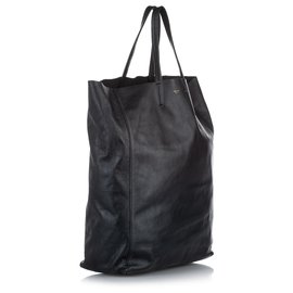 Céline-Celine Black Small Vertical Cabas Leather Tote Bag-Black