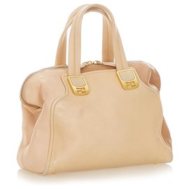 Fendi-Fendi Brown Colorblock Chameleon Leather Handbag-Brown,Beige
