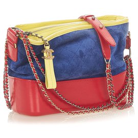 Chanel-Chanel Blue Medium Gabrielle Suede Shoulder Bag-Blue,Multiple colors