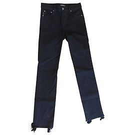 Balenciaga Calça jeans reta preta afligida com bainha Preto