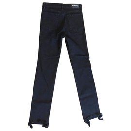 Balenciaga-Schwarze Distressed Hem Straight Jeans-Schwarz