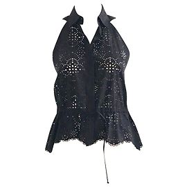 Alaïa Camisa sin mangas con ojales negra Negro
