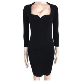 Thierry Mugler-Black Long Sleeve Bandage Dress-Black
