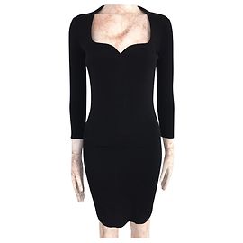 Thierry Mugler Schwarzes Langarm-Verbandkleid Schwarz