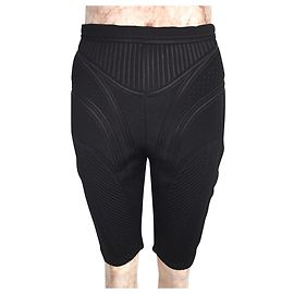 Thierry Mugler Schwarze, gerippte Kompressions-Radhose Schwarz