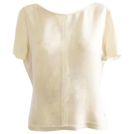 Chanel-Camisa de poliéster marfil-Blanco,Crudo