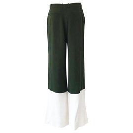 Céline-Green and White Wide Leg Pants-Green