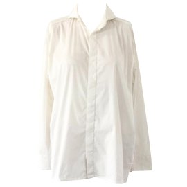 Fendi-Chemise à manches longues en coton blanc-Blanc