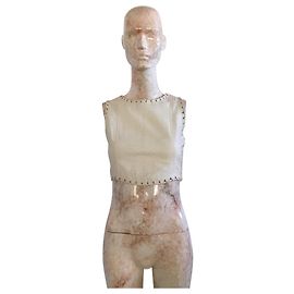Alaïa Top de couro recortado Branco Cru