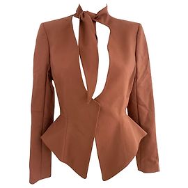Thierry Mugler Brauner Lavalliere Blazer Braun Rot