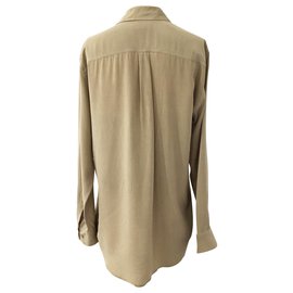 Equipment-Drawstring Long Sleeve Shirt-Brown,Beige