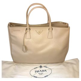 Prada-Prada Saffiano Lux Einkaufstasche in Sabbia-Beige