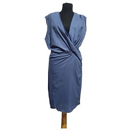 Robe en soie bleue Helmut Lang Bleu