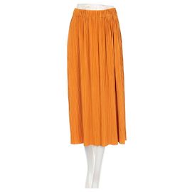 Samsoe & Samsoe Pleated Yellow Cotton Skirt S Yellow