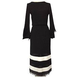 Completo Roland Mouret con gonna lunga e top in lana nera Nero