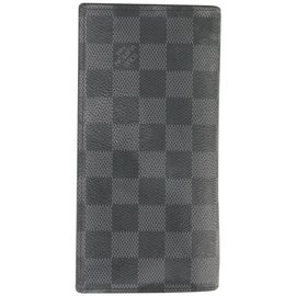 Louis Vuitton-Damier Graphite Brazza Wallet Long Flap Black Grey-Other