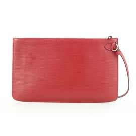 Louis Vuitton-Bolsa em bolsa de pulso em couro vermelho Epi Neverfull Pochette-Outro