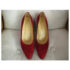 Escarpins Charles Jourdan Vintage En Cuir Orange - Taille 37 (US 6.5), Talon Conique 8 Cm, Très Bon état