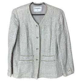 Giacca Chanel Beige e Verde in Cotone Beige