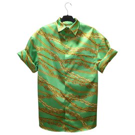 Balenciaga-Green Balenciaga Gris Cement Chains Shirt-Green