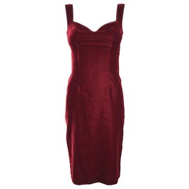 La Perla Rotes Samt-Midikleid Rot Bordeaux