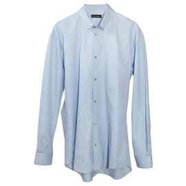 Balenciaga-Camicia a maniche lunghe stampata con logo Balenciaga blu-Blu,Blu chiaro