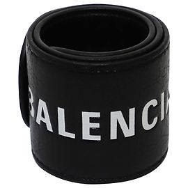 Balenciaga Black Leather Cycle Bracelet Black