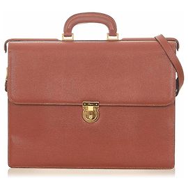 Salvatore Ferragamo Ferragamo Brown Gancini Leder Business-Tasche Braun